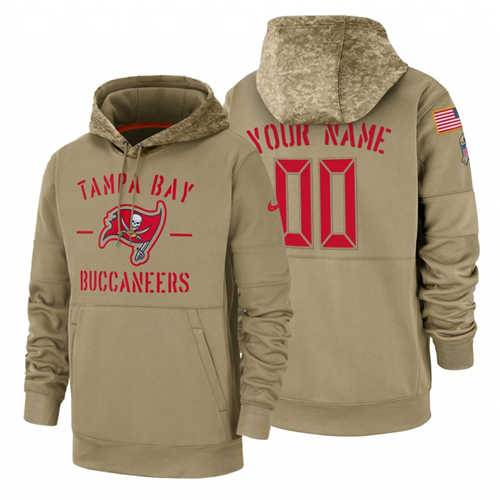 Tampa Bay Buccaneers Custom Nike Tan 2019 Salute To Service Name Number Sideline Therma Pullover Hoodie